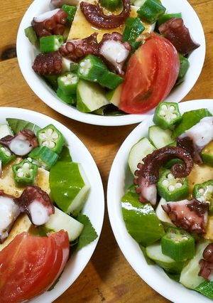 タコと豆腐の夏野菜サラダ-レシピのメイン写真