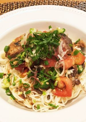 鯖缶トマトの混ぜ素麺-レシピのメイン写真