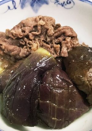 簡単ナスと牛肉の炊き合わせ-レシピのメイン写真