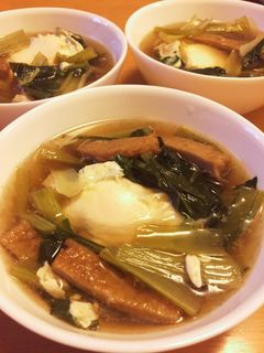 小松菜とじゃこ天の落とし卵煮-レシピのメイン写真