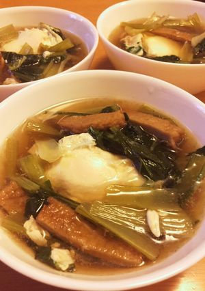 小松菜とじゃこ天の落とし卵煮-レシピのメイン写真