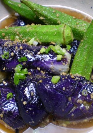 揚げ茄子とオクラの胡麻煮-レシピのメイン写真