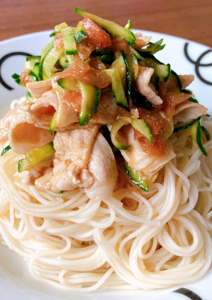 豚肉と梅干しときゅうりのさっぱりそうめん-レシピのメイン写真