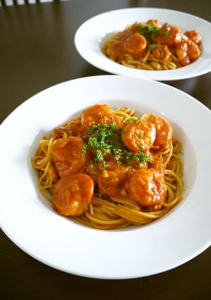 海老のトマトクリームソースパスタ♪-レシピのメイン写真