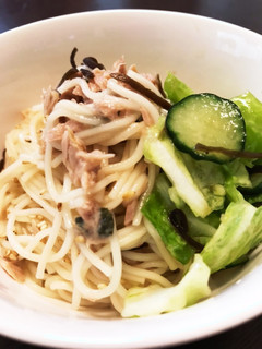 ツナとキャベツの塩昆布そうめん-レシピのメイン写真