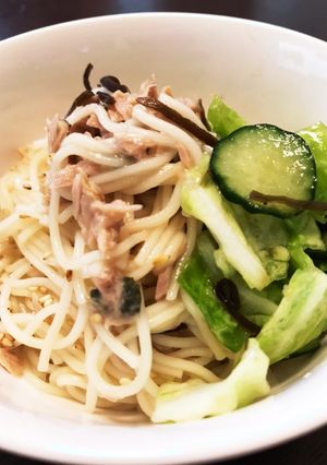 ツナとキャベツの塩昆布そうめん-レシピのメイン写真