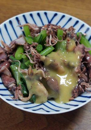ほたるいかと春菊の酢味噌和え-レシピのメイン写真