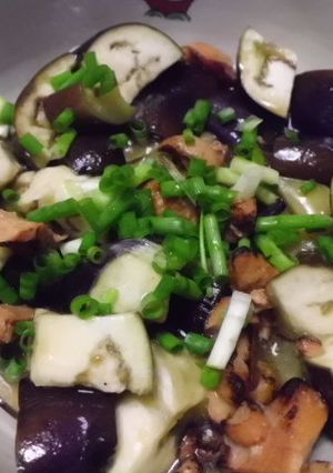 焼鳥缶と茄子のレンジ蒸し-レシピのメイン写真