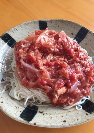 トマト缶とツナ缶の最強そうめん-レシピのメイン写真