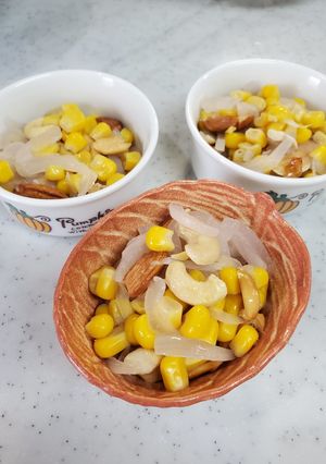 砂糖ゼロ！玉ねぎとコーンとナッツの甘炒め-レシピのメイン写真