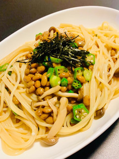 オクラと納豆の☆ネバっと和風健康パスタ☆-レシピのメイン写真