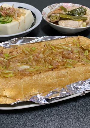 油揚げのネギのせ焼き(栃尾の油揚げ)-レシピのメイン写真