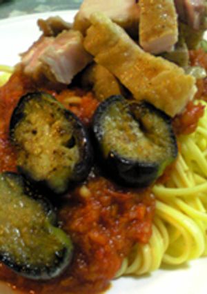 簡単！鶏とナスのトマトソーススパゲティ-レシピのメイン写真