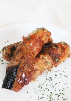 豚肉のなすロール!味噌マヨソース!-レシピのメイン写真