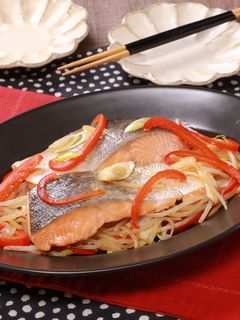 鮭ともやしの中華蒸し-レシピのメイン写真