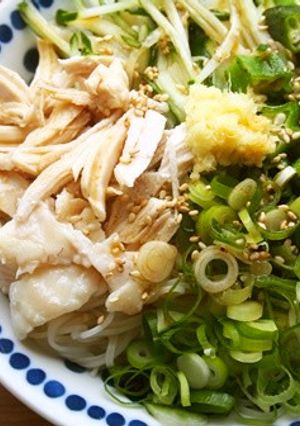 オクラ・胸肉の具沢山ぶっかけ素麺♪-レシピのメイン写真