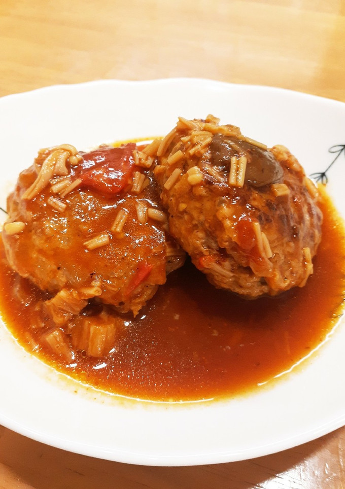 トマトときのこ☆煮込みハンバーグ-レシピのメイン写真