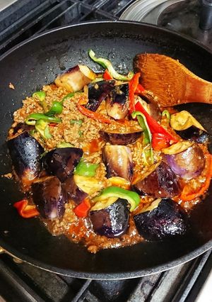 茄子とピーマンの辛味噌炒め☆豚挽き肉-レシピのメイン写真