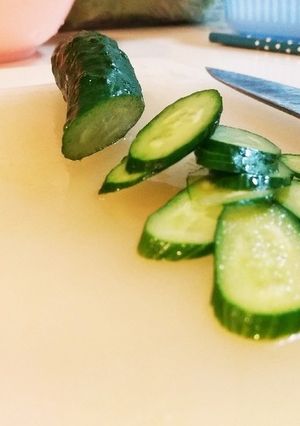 キュウリの輪切りを落とさない!-レシピのメイン写真
