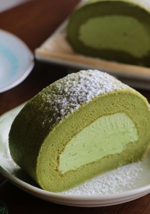 レンジで極上♡抹茶のスフレロールケーキ-レシピのメイン写真