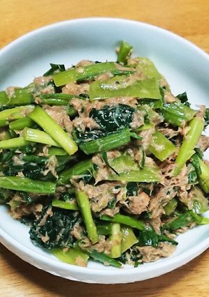 簡単！鯖味噌と小松菜の和え物-レシピのメイン写真