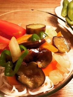 夏野菜の焼き浸しそうめん-レシピのメイン写真