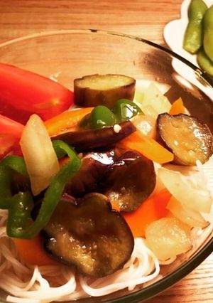 夏野菜の焼き浸しそうめん-レシピのメイン写真
