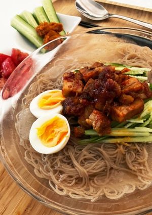 3分クッキング甘辛焼豚シャリシャリ冷麺-レシピのメイン写真