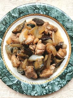 鶏もも肉となすと玉ねぎの甘辛炒め-レシピのメイン写真