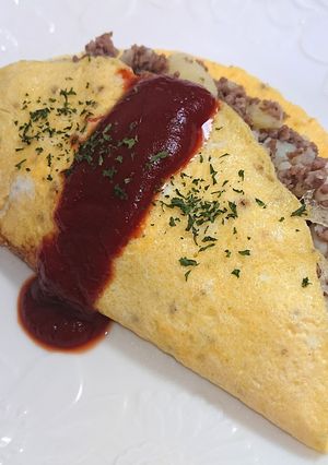 じゃがいもとひき肉のオムレツ-レシピのメイン写真