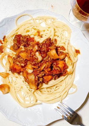 簡単！キーマカレーパスタ♪カフェで食べ〜-レシピのメイン写真
