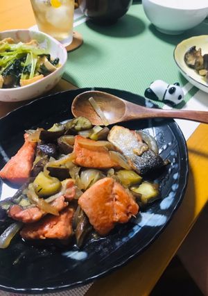 鮭と茄子のバター炒め-レシピのメイン写真