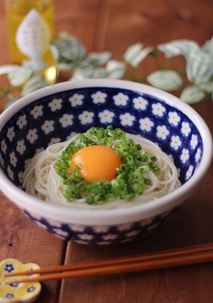ひまわり香る 釜玉そうめん-レシピのメイン写真