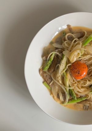 豆乳でカルボナーラ風パスタ-レシピのメイン写真
