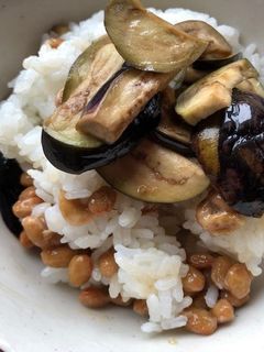 納豆とナスの醤油漬けのご飯-レシピのメイン写真