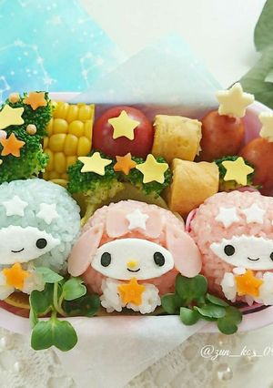 キャラ弁☆キキララ&マイメロディの七夕弁-レシピのメイン写真