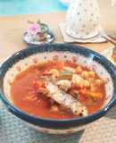 圧力鍋で。小イワシとひよこ豆のトマト煮込