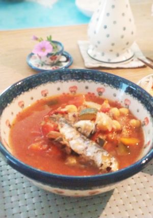 圧力鍋で。小イワシとひよこ豆のトマト煮込-レシピのメイン写真