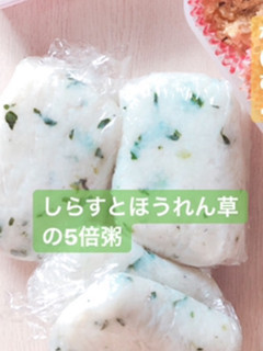 9ヶ月 離乳食 しらすとほうれん草5倍粥-レシピのメイン写真