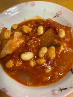 鶏ハムとトマト缶の煮込み-レシピのメイン写真
