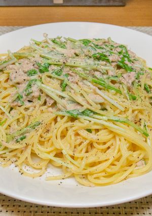 ツナと水菜のマヨネーズパスタ-レシピのメイン写真