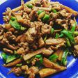 『豚肉と長芋とピーマンの焼肉タレ炒め』