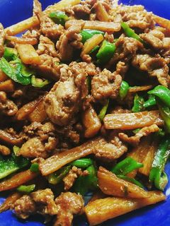 『豚肉と長芋とピーマンの焼肉タレ炒め』-レシピのメイン写真