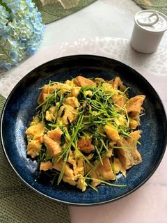 めんつゆでお手軽~豆苗と厚揚げの卵とじ-レシピのメイン写真