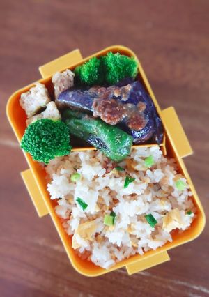 卵チャーハン&茄子の味噌炒め中華弁当-レシピのメイン写真