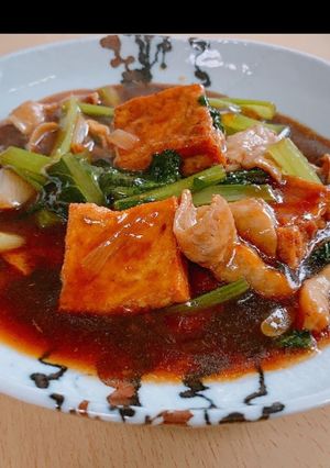 揚げ豆腐と青菜の煮込み-レシピのメイン写真