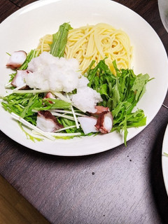 超簡単!タコと水菜の冷製パスタ-レシピのメイン写真