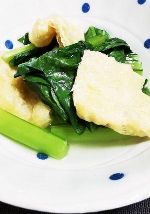レンチン！めんつゆ！小松菜と油揚げの煮物-レシピのメイン写真