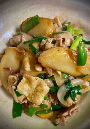 賄い！豚バラとニラの照り焼きカレー炒め-レシピのメイン写真