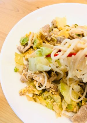 豚コマと野菜の素麺チャンプルー-レシピのメイン写真